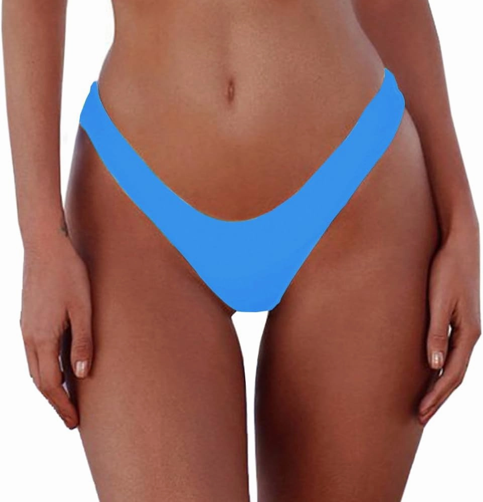 SherryDC Women's Sexy Cheeky Thong Brazilian Cut Low Rise High Leg Bikini Bottom