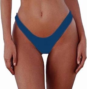 SherryDC Women's Sexy Cheeky Thong Brazilian Cut Low Rise High Leg Bikini Bottom