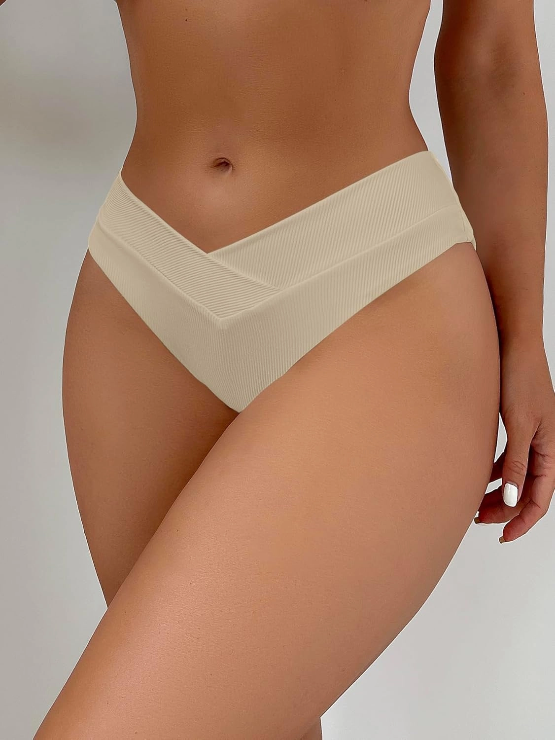 SherryDC Women's V Cut High Waisted Bikini Bottom High Leg Cut Swimsuit Bathing Suit Bottoms