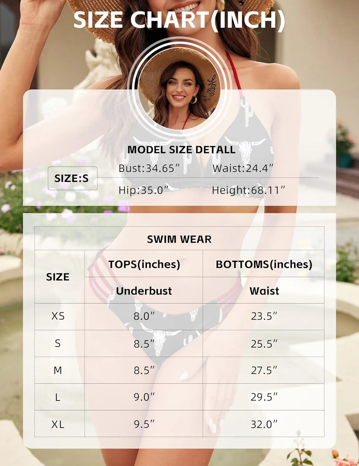 SHESHOW Bikini Sets for Women Cowgirl Style Two Piece Swimsuits Back Lace Up Mid Rise Sexy Bathing Suit Size XS-XL