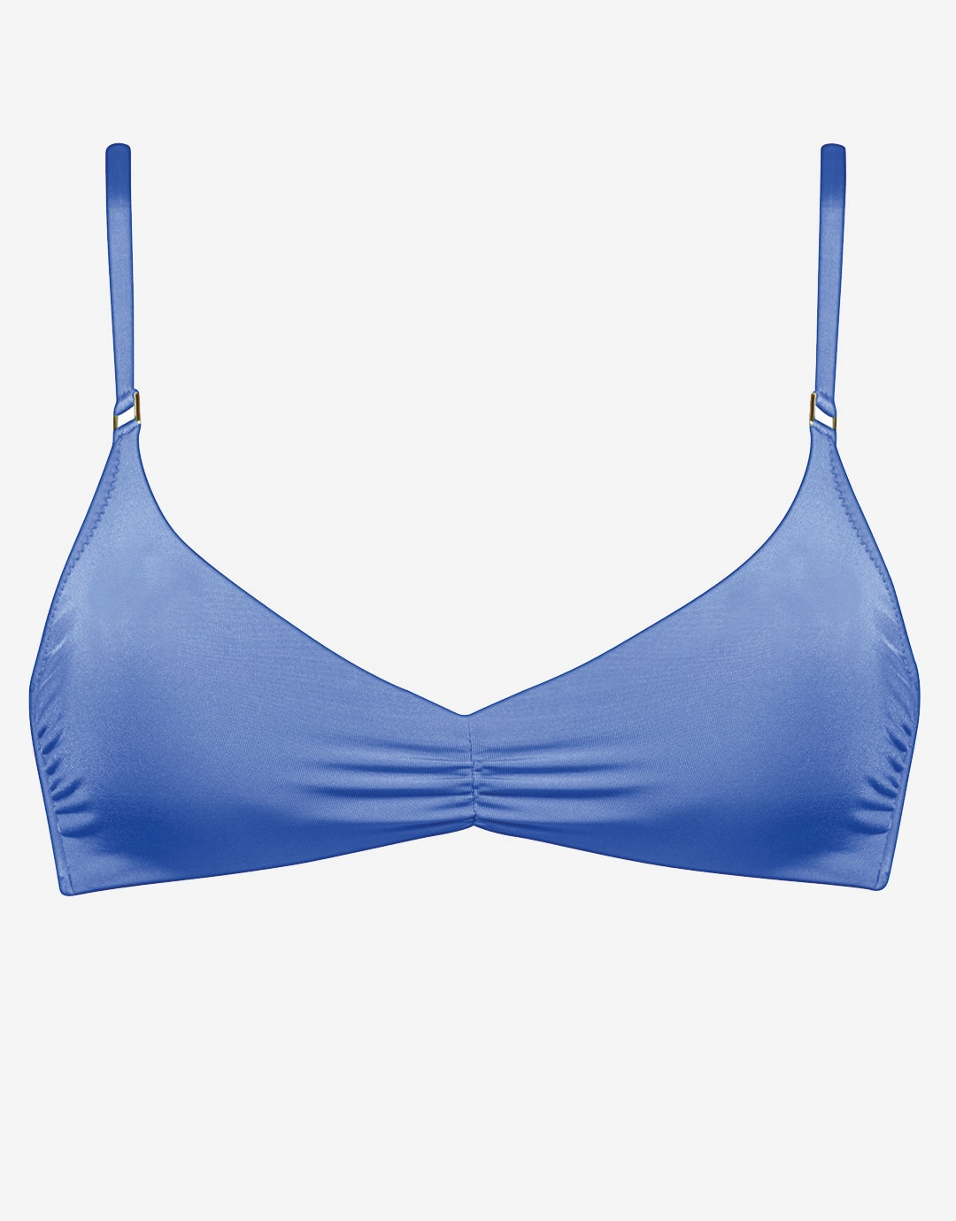 Shimmering Solids Gathered Crop Bikini Top - Spring Water