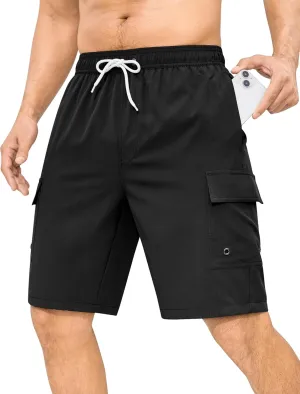SILKWORLD Men's 9" Swim Trunks Quick Dry Mens Bathing Suit Mesh Lining Board Shorts with Pockets