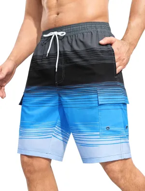 SILKWORLD Men's 9" Swim Trunks Quick Dry Mens Bathing Suit Mesh Lining Board Shorts with Pockets