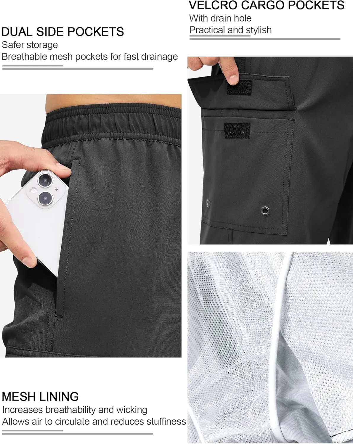 SILKWORLD Men's 9" Swim Trunks Quick Dry Mens Bathing Suit Mesh Lining Board Shorts with Pockets