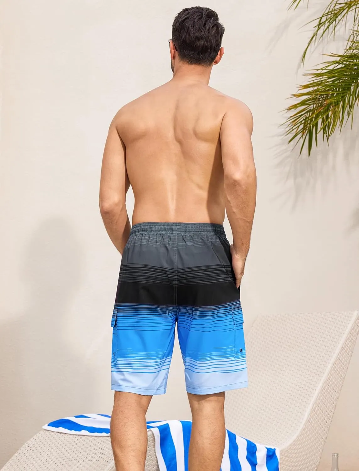 SILKWORLD Men's 9" Swim Trunks Quick Dry Mens Bathing Suit Mesh Lining Board Shorts with Pockets
