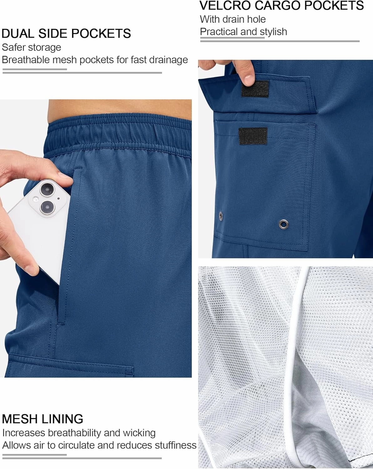 SILKWORLD Men's 9" Swim Trunks Quick Dry Mens Bathing Suit Mesh Lining Board Shorts with Pockets