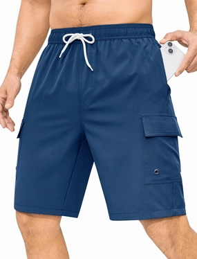 SILKWORLD Men's 9" Swim Trunks Quick Dry Mens Bathing Suit Mesh Lining Board Shorts with Pockets
