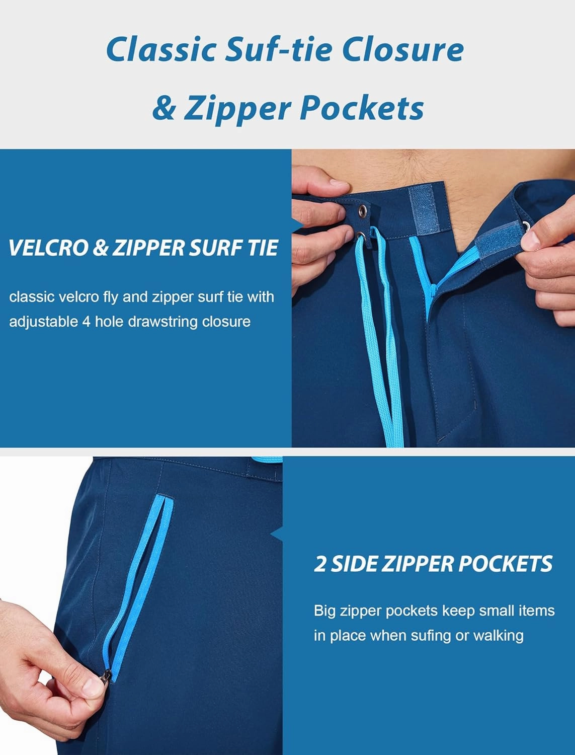 SILKWORLD Men's Swim Trunks Quick-Dry Board Shorts 9" Bathing Suits with Zipper Pockets - No Mesh Liner