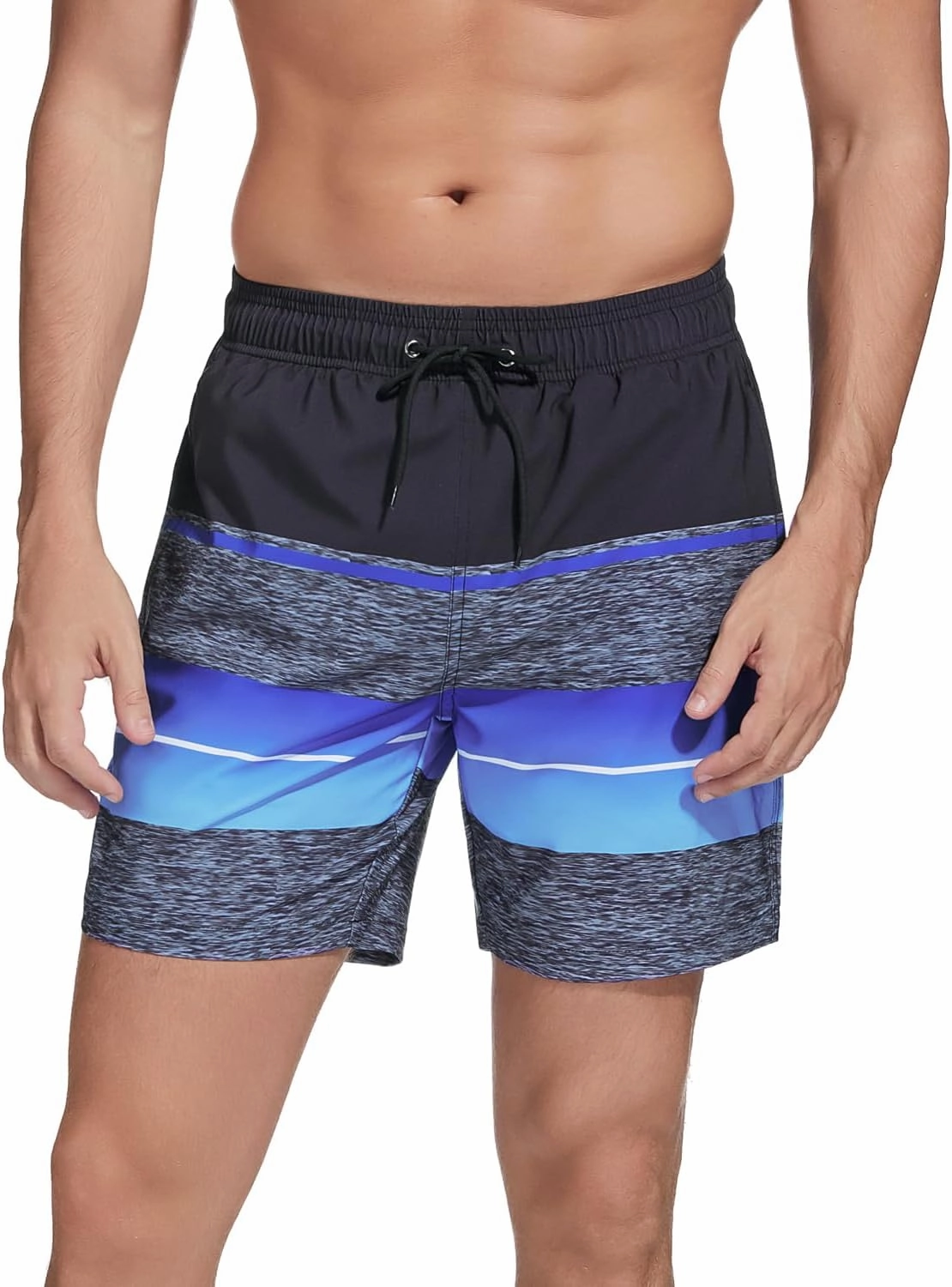 SILKWORLD Mens Swimming Trunks with Compression Liner 2 in 1 Quick-Dry Swim Shorts with Zipper Pockets
