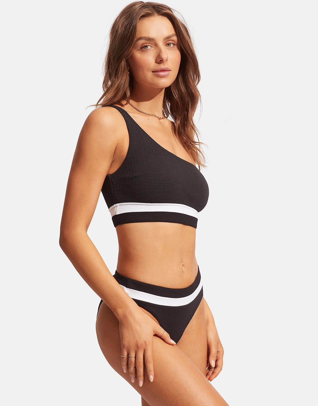 Slice of Splice High Rise Bikini Pant - Black and White