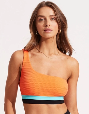 Slice of Splice One Shoulder Bikini Top - Tango