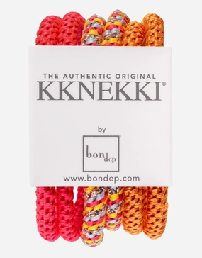 Slim Hair Tie Bundle - Orange and Pink