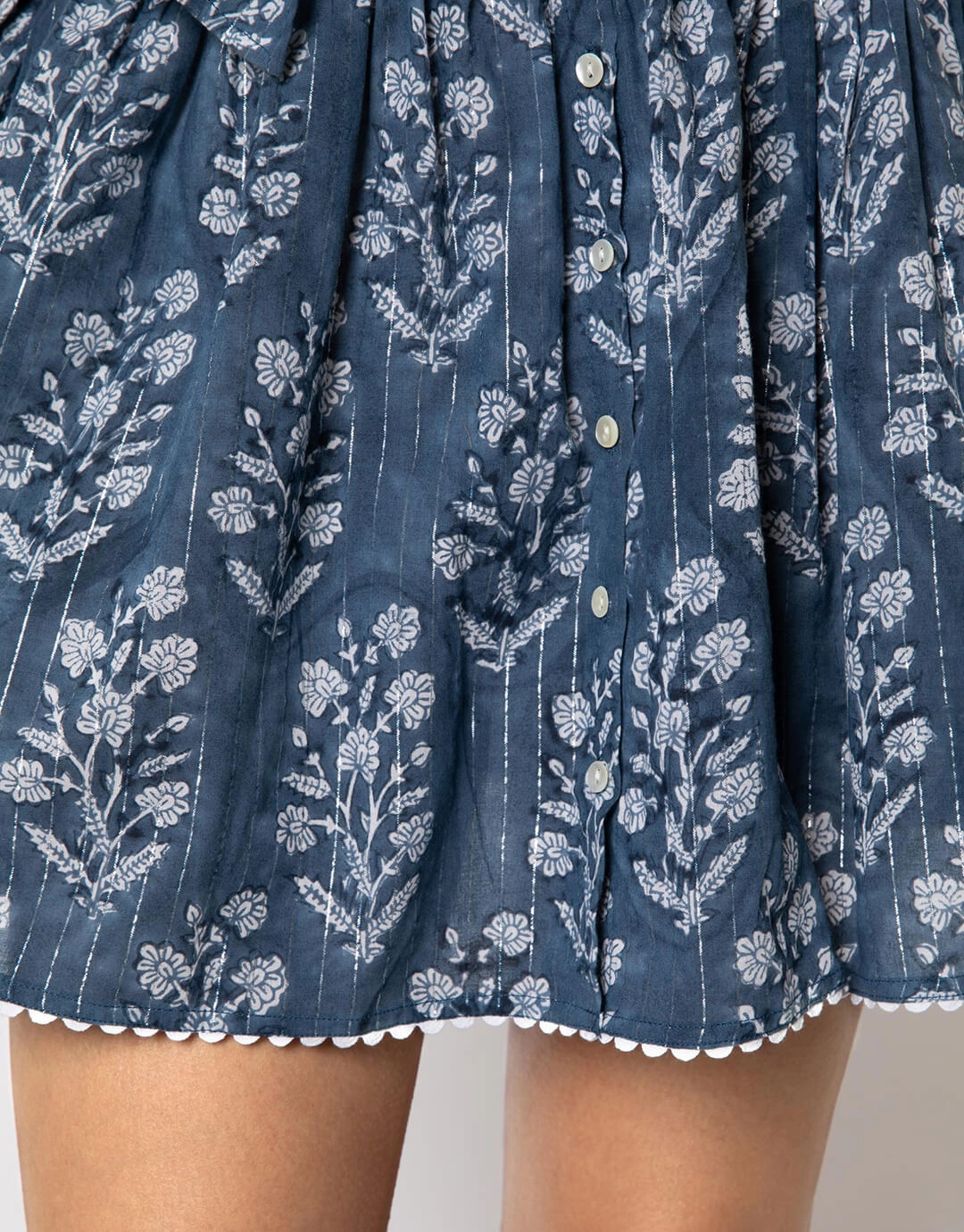 Small Flower Block Print Blouson Dress - Midnight