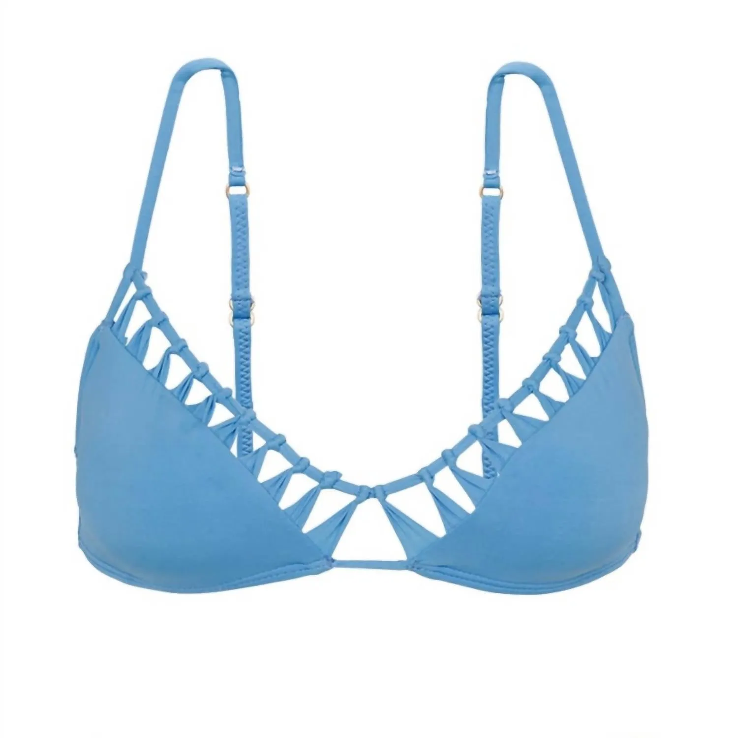 Solid Leeza Bikini Top In Zen Blue