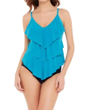Solid Rita Tankini Top In Pool Blue