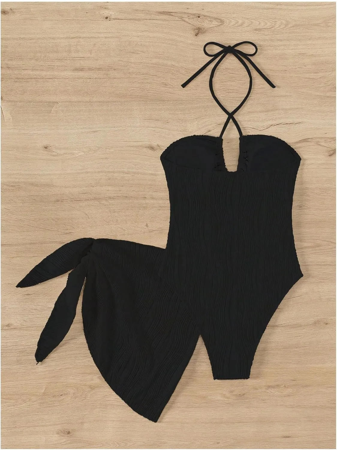 SOLY HUX Women's One Piece Swimsuit Criss Cross Halter Cut Out Bathing Suit with Cover Up