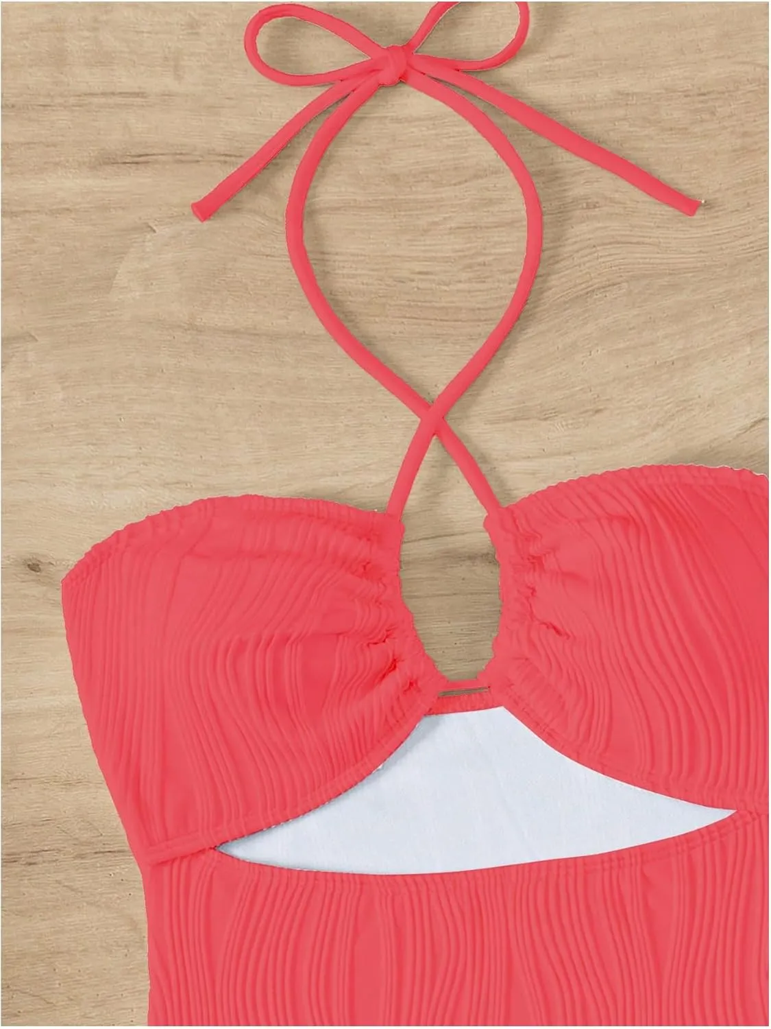 SOLY HUX Women's One Piece Swimsuit Criss Cross Halter Cut Out Bathing Suit with Cover Up