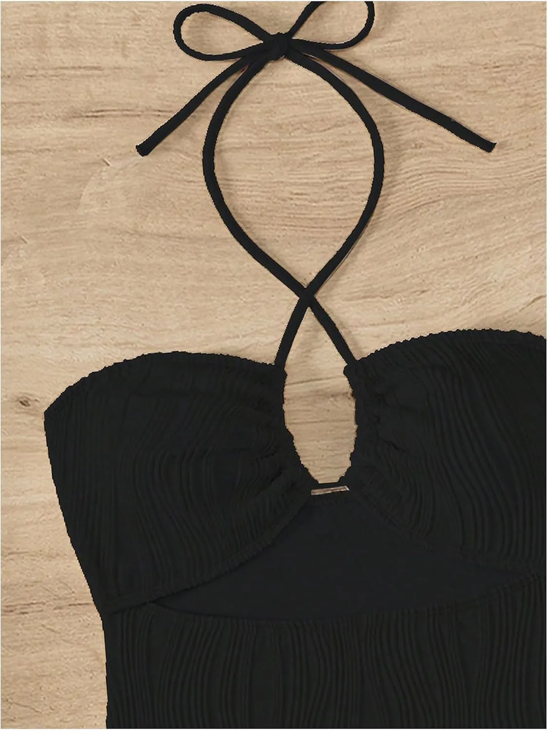 SOLY HUX Women's One Piece Swimsuit Criss Cross Halter Cut Out Bathing Suit with Cover Up