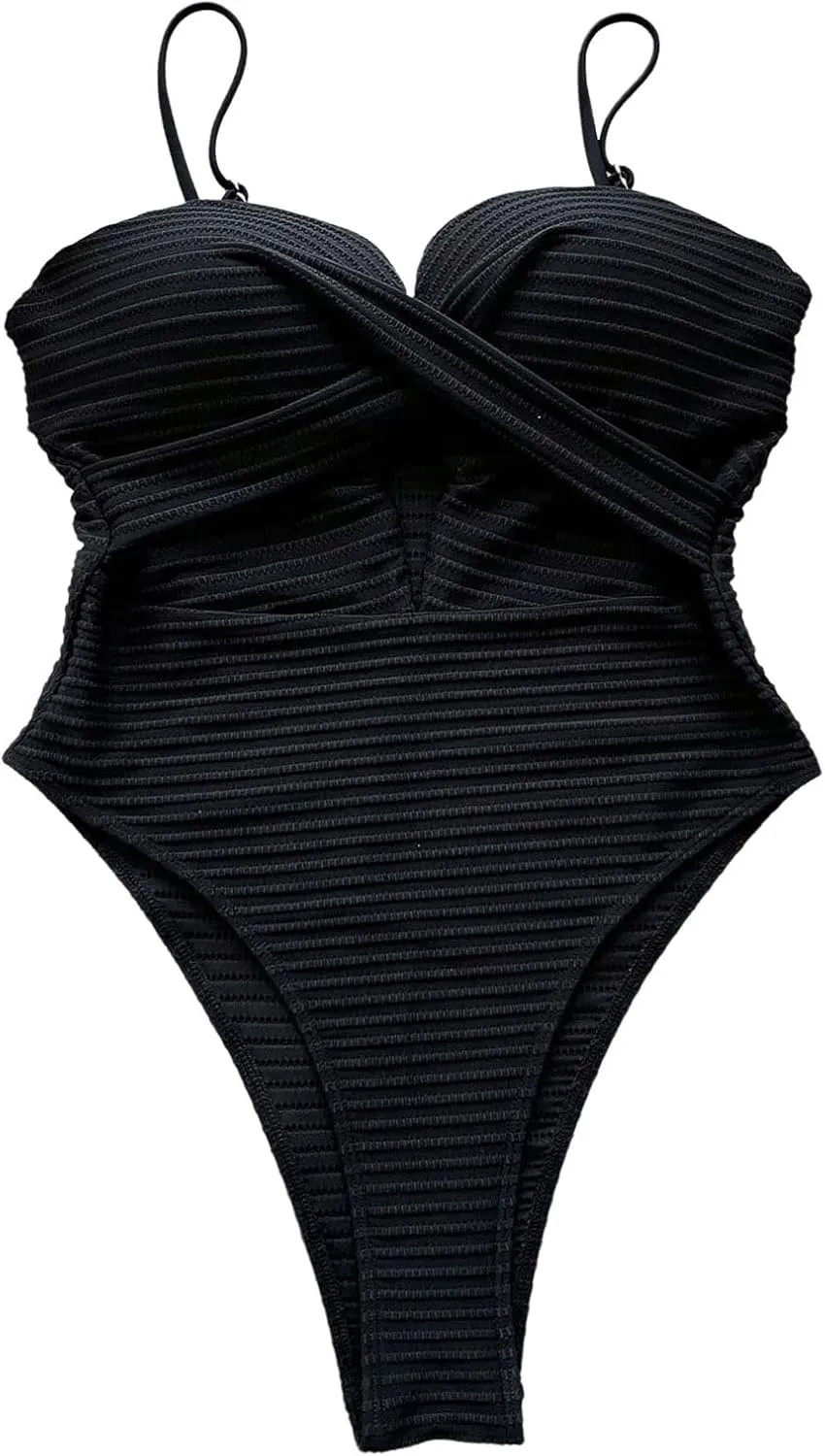 SOLY HUX Women's One Piece Swimsuit Push Up Wrap Front Cutout Bathing Suit Tummy Control Swimwear