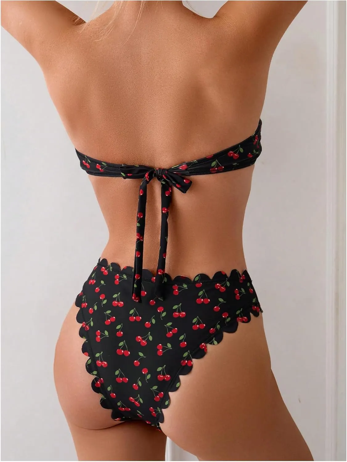 SOLY HUX Women's Strapless Bikini Cute Swimsuit Set High Cut Bandeau Bathing Suits Summer Beach Wear