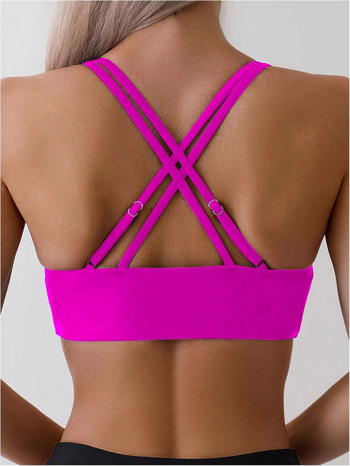 SOLY HUX Women's Bikini Tops V Neck Criss Cross Back Spaghetti Strap Padded Bathing Suit Swim Top Only