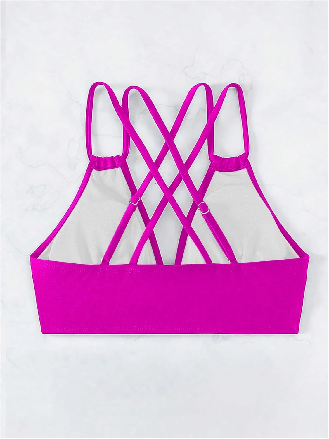 SOLY HUX Women's Bikini Tops V Neck Criss Cross Back Spaghetti Strap Padded Bathing Suit Swim Top Only