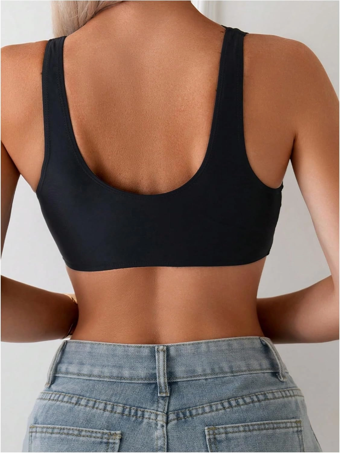 SOLY HUX Women's Deep V Neck Bikini Top Push Up Padded Swimsuit Top Bathing Suits