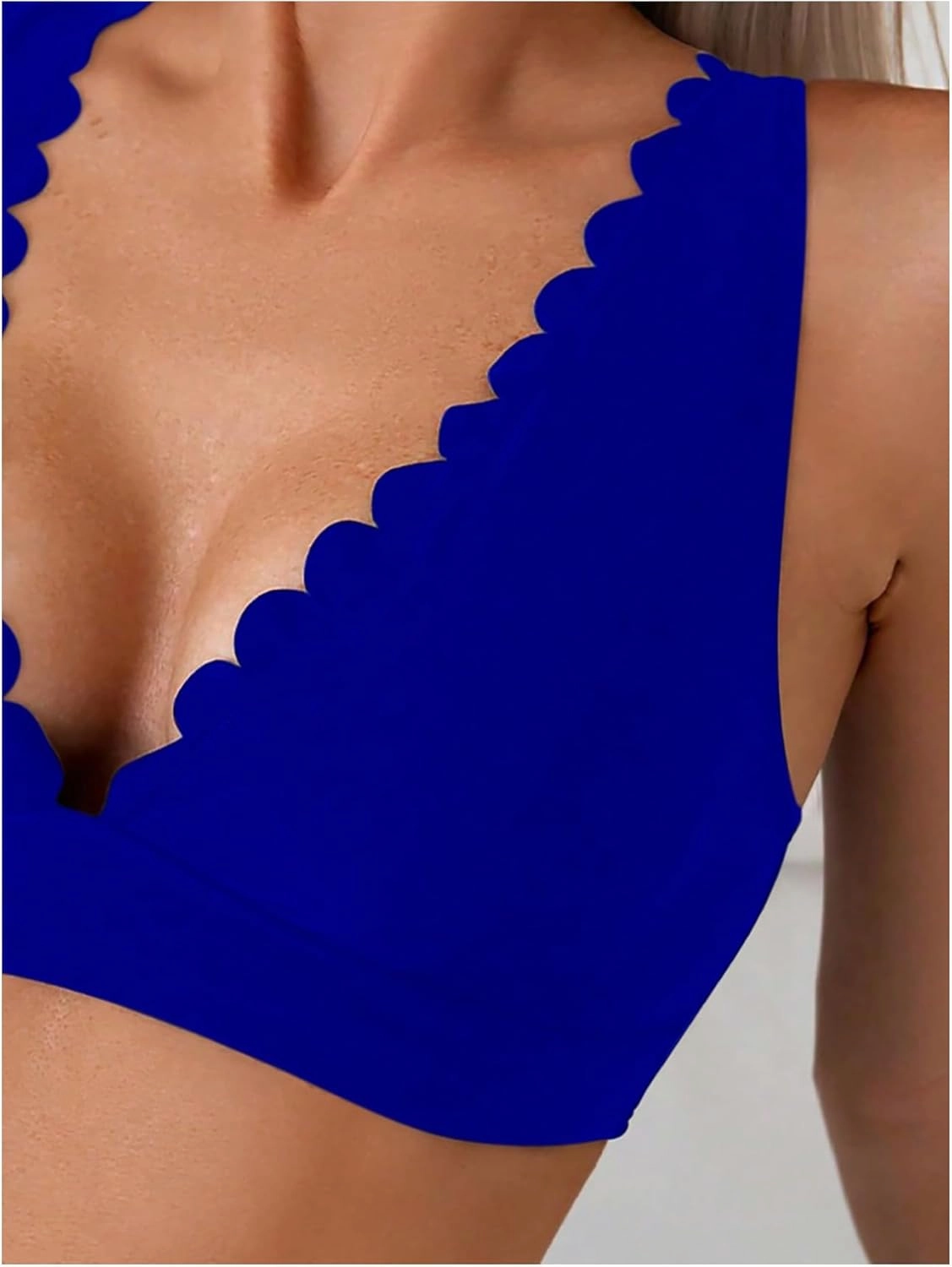SOLY HUX Women's Deep V Neck Bikini Top Push Up Padded Swimsuit Top Bathing Suits