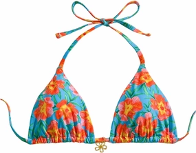SOLY HUX Women's Floral Print Triangle Bikini Tops Hawaiian Halter Tie Back Bathing Suit Tops Summer Swimsuit Top Only