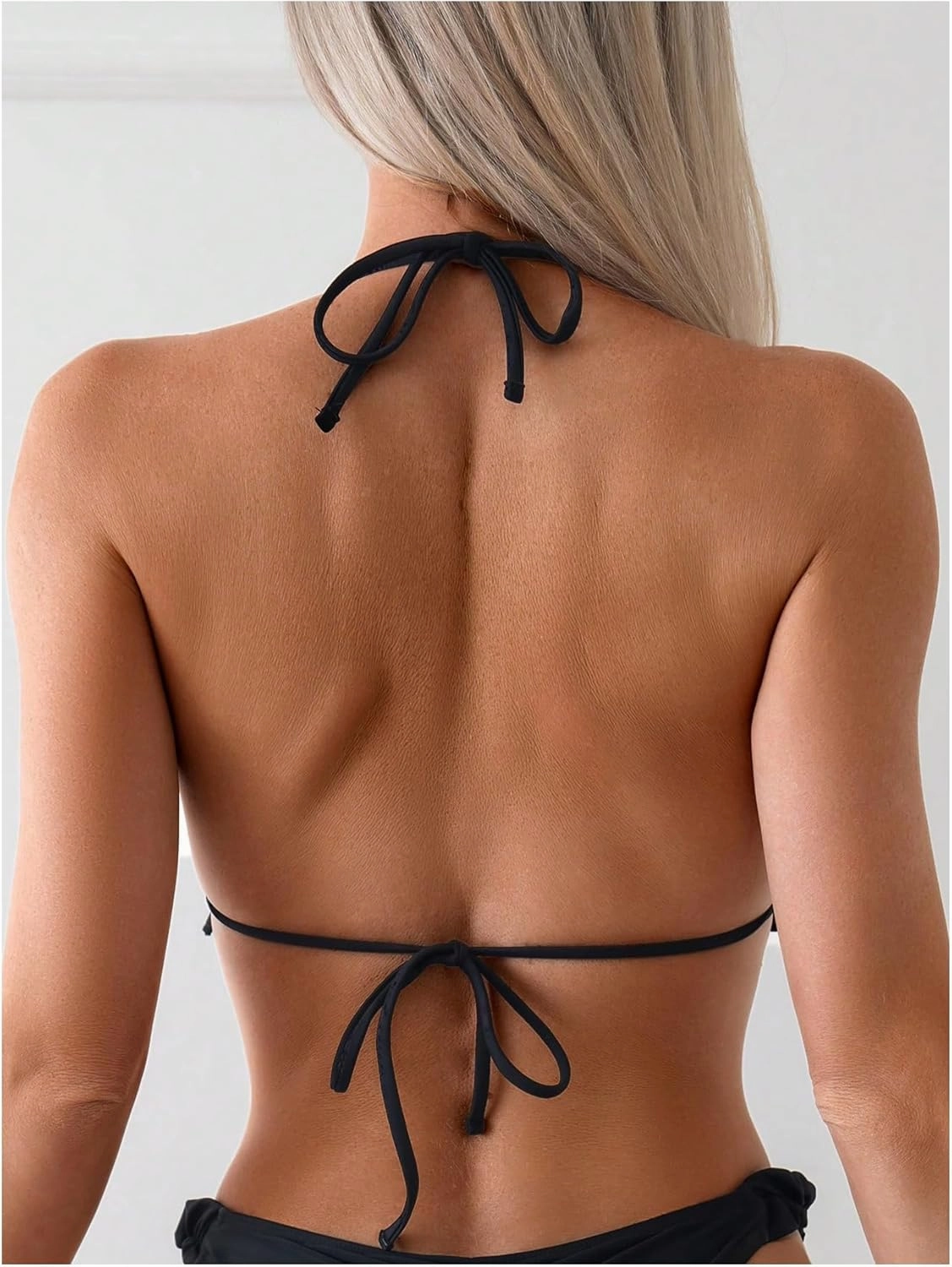 SOLY HUX Women's Halter Bikini Tops Frill Trim Triangle Bathing Suit Swimsuit Tops