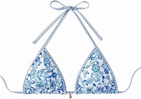 SOLY HUX Women's Triangle Bikini Top Only Tie Back String Floral Print Padded Swimwear Bathing Suits Tops
