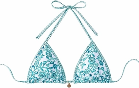 SOLY HUX Women's Triangle Bikini Top Only Tie Back String Floral Print Padded Swimwear Bathing Suits Tops