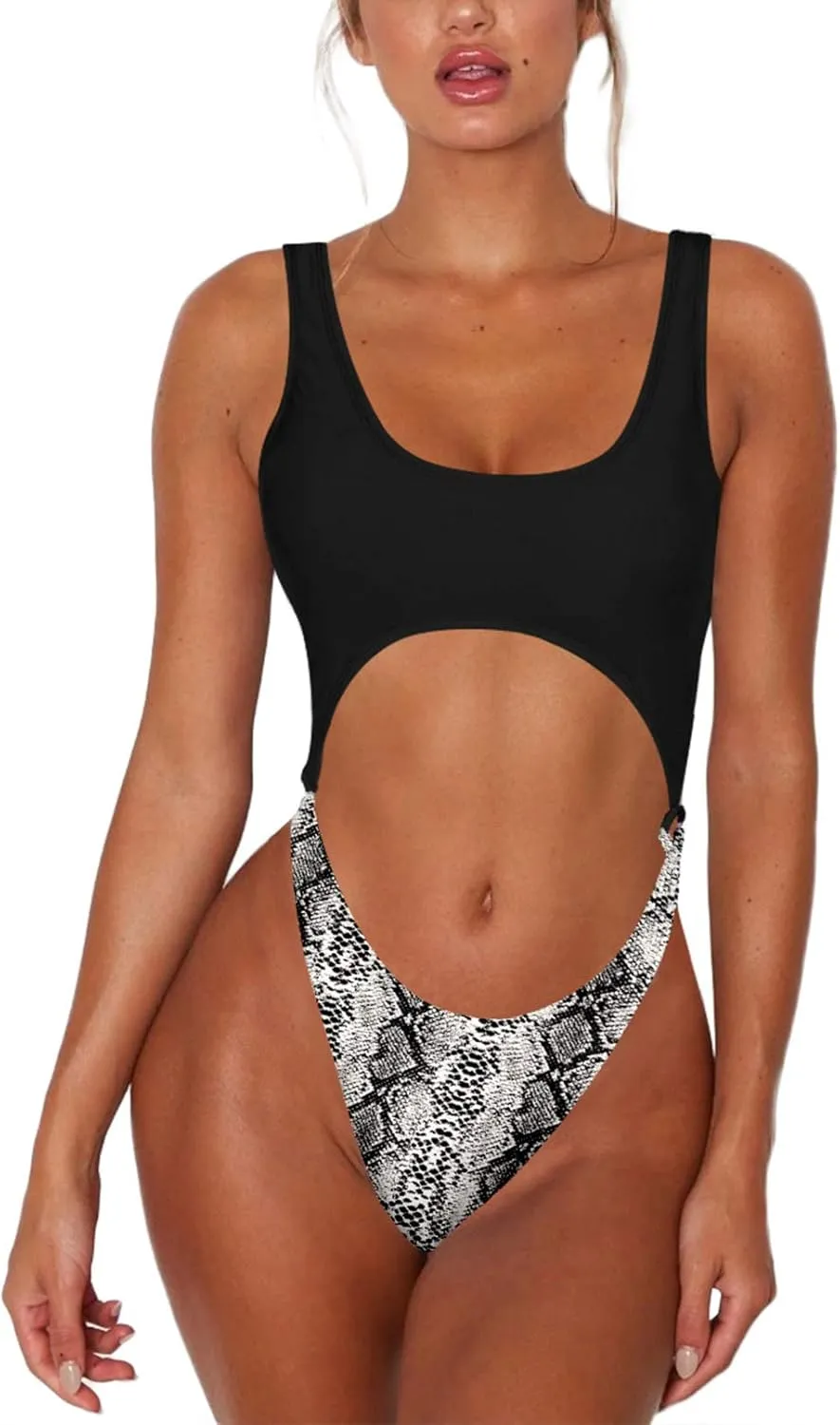 Sovoyontee Women's Sexy One Piece Swimsuits Cheeky Thong Bikini Bathing Suit