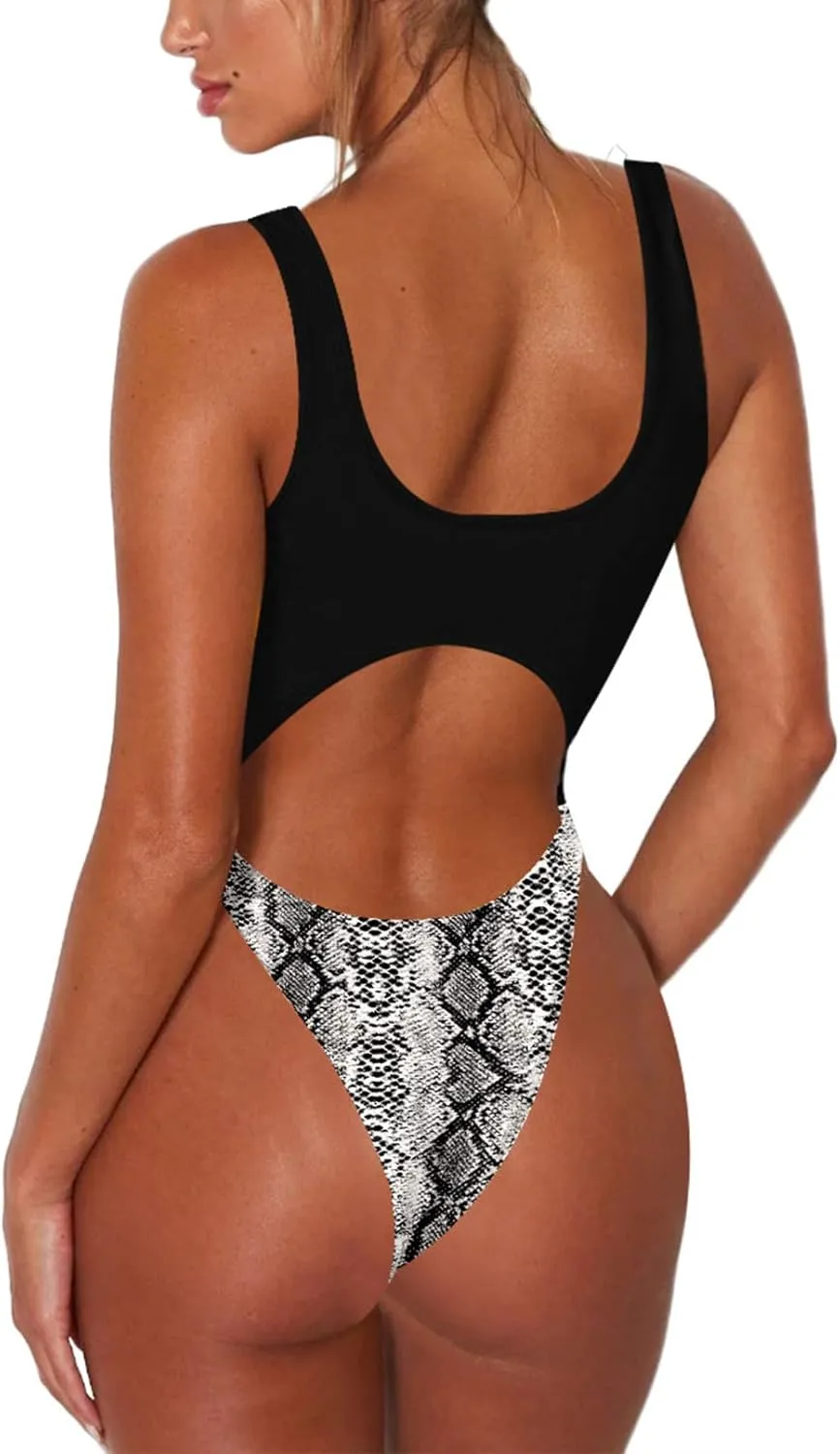 Sovoyontee Women's Sexy One Piece Swimsuits Cheeky Thong Bikini Bathing Suit