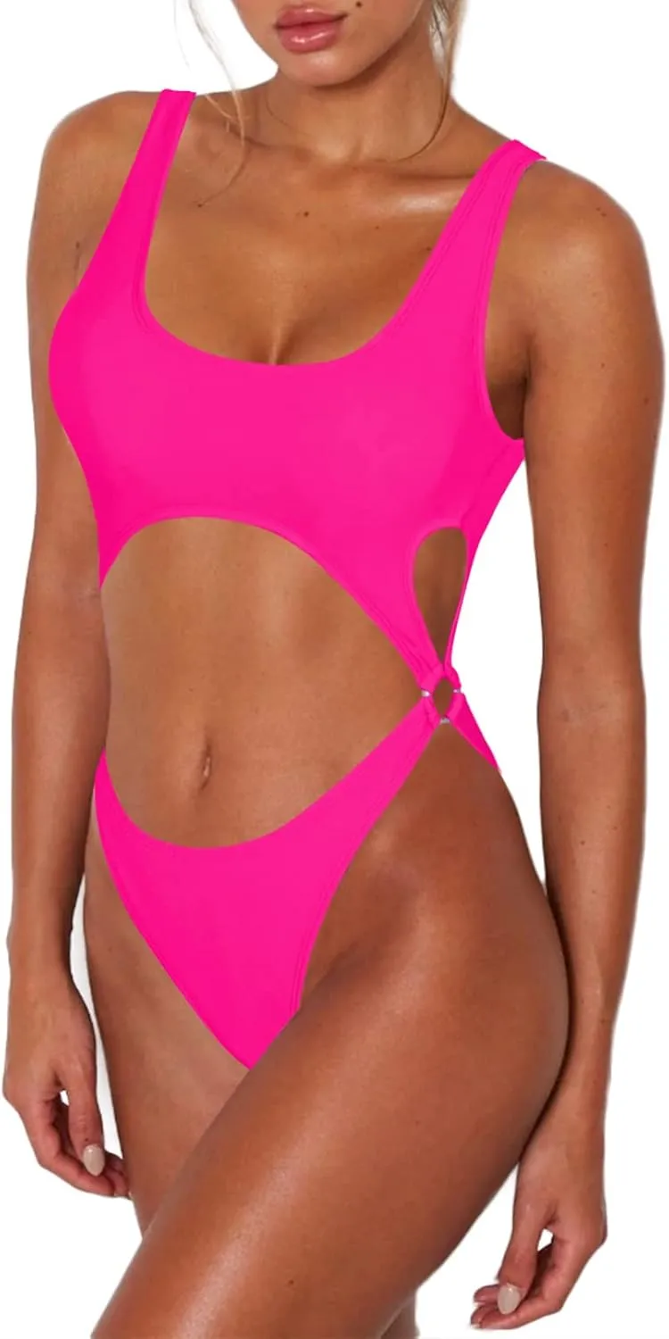 Sovoyontee Women's Sexy One Piece Swimsuits Cheeky Thong Bikini Bathing Suit