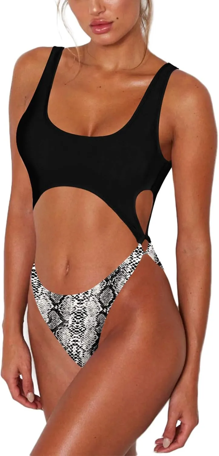 Sovoyontee Women's Sexy One Piece Swimsuits Cheeky Thong Bikini Bathing Suit