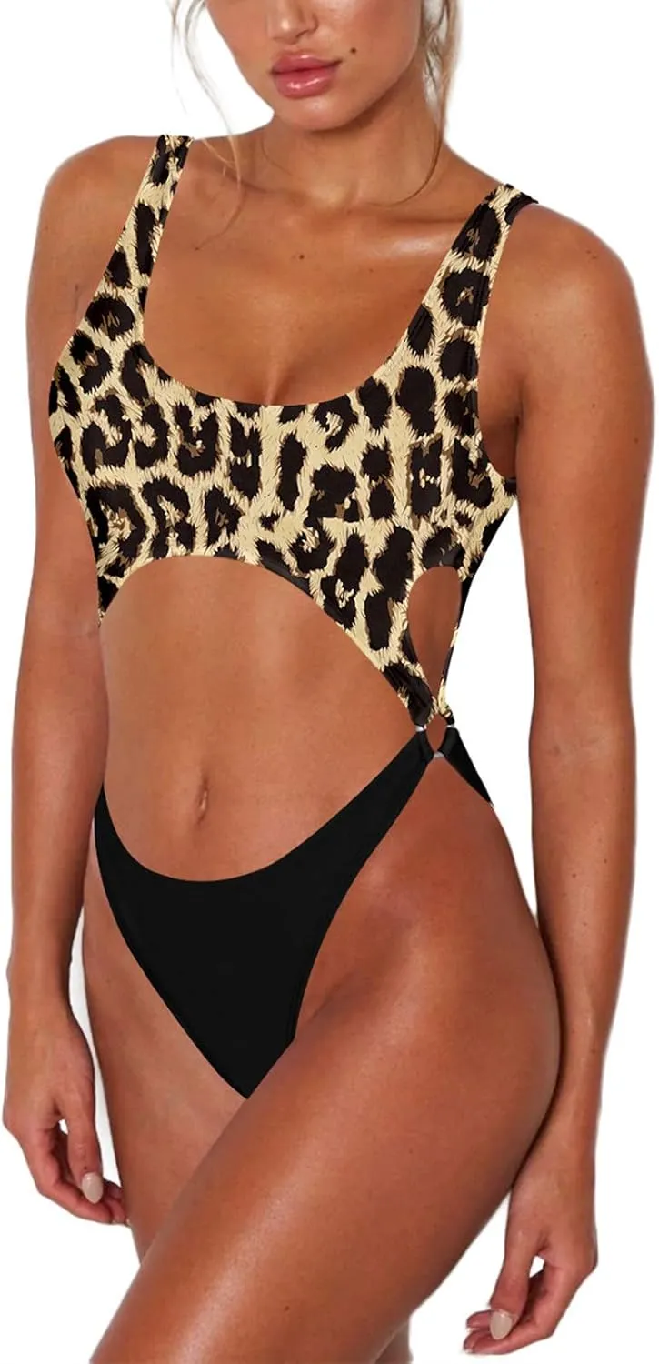Sovoyontee Women's Sexy One Piece Swimsuits Cheeky Thong Bikini Bathing Suit