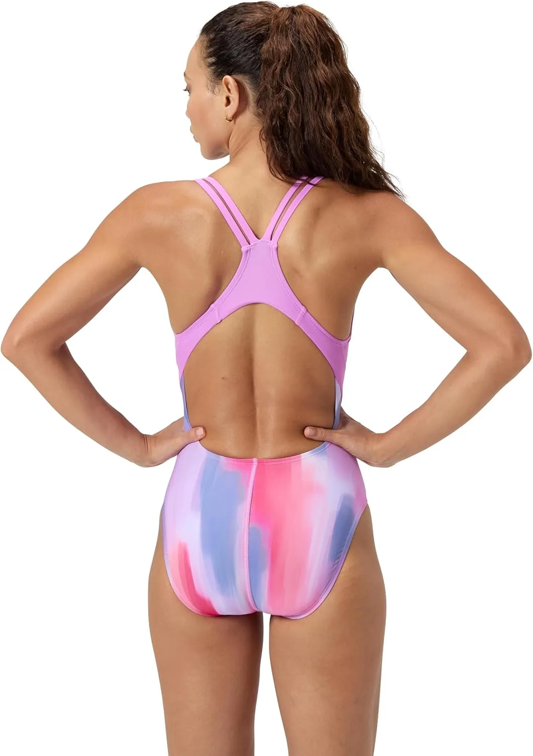 Speedo Women's Swimsuit One Piece Creora Highclo Quantum Splice High Cut Solid