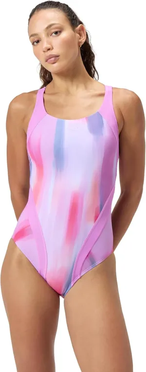 Speedo Women's Swimsuit One Piece Creora Highclo Quantum Splice High Cut Solid
