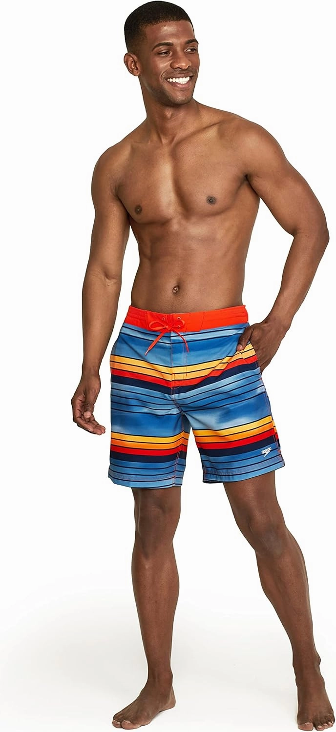Speedo Men's Swim Trunk Knee Length Boardshort Bondi Striped