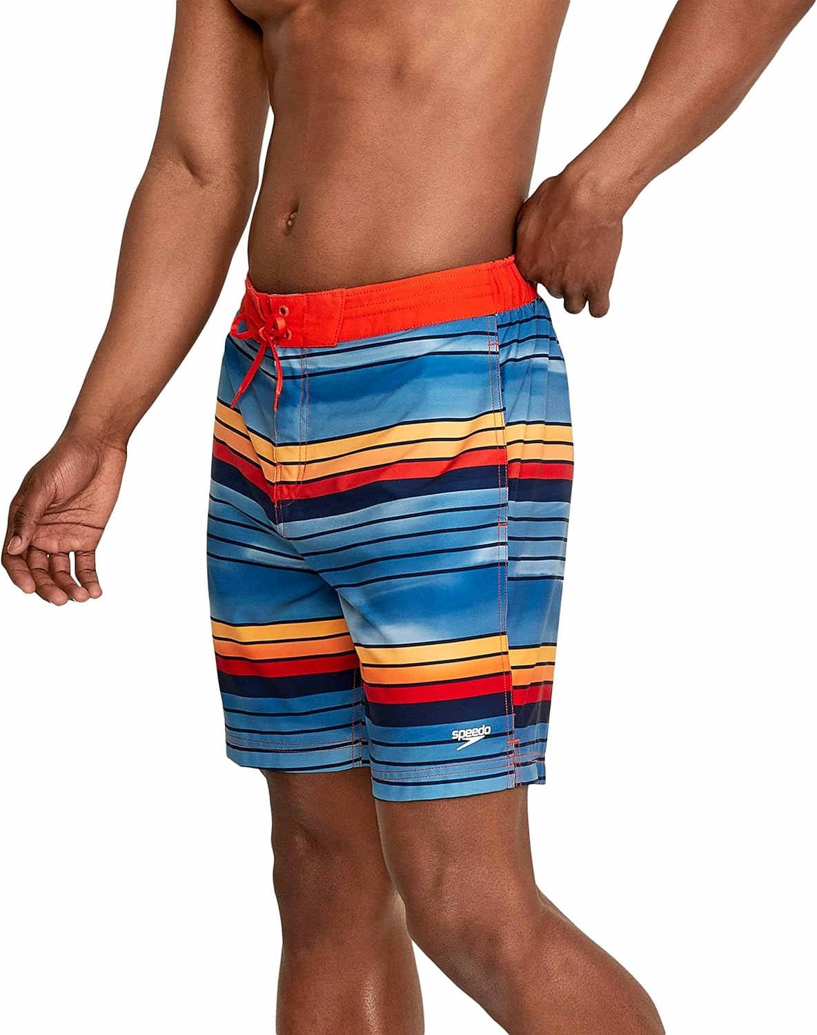 Speedo Men's Swim Trunk Knee Length Boardshort Bondi Striped