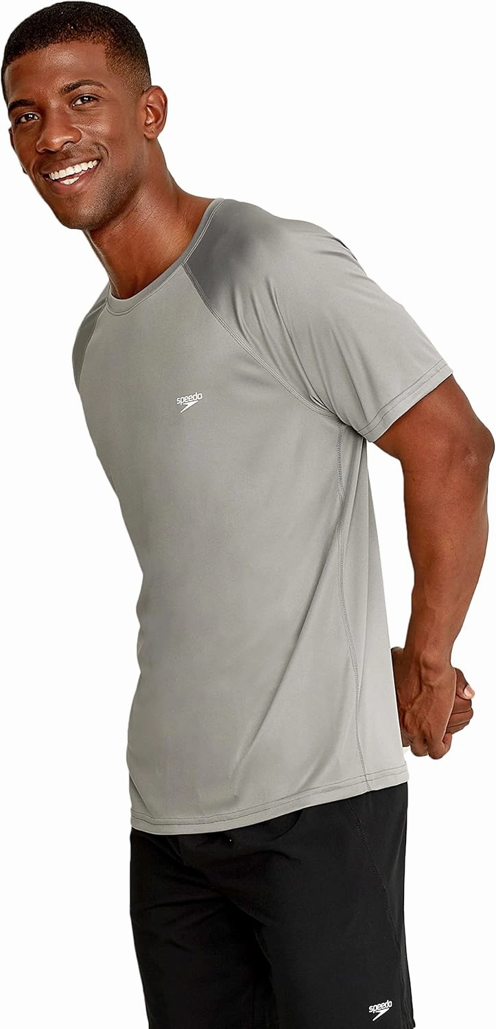 Speedo Men's Uv Swim Shirt Short Sleeve Regular Fit Solid