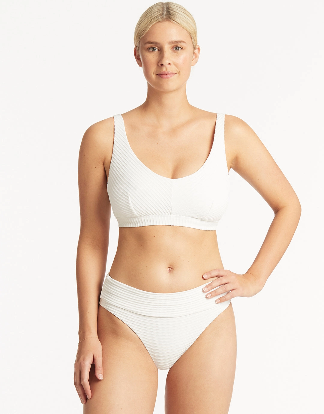 Spinnaker Roll Band Bikini Pant - White