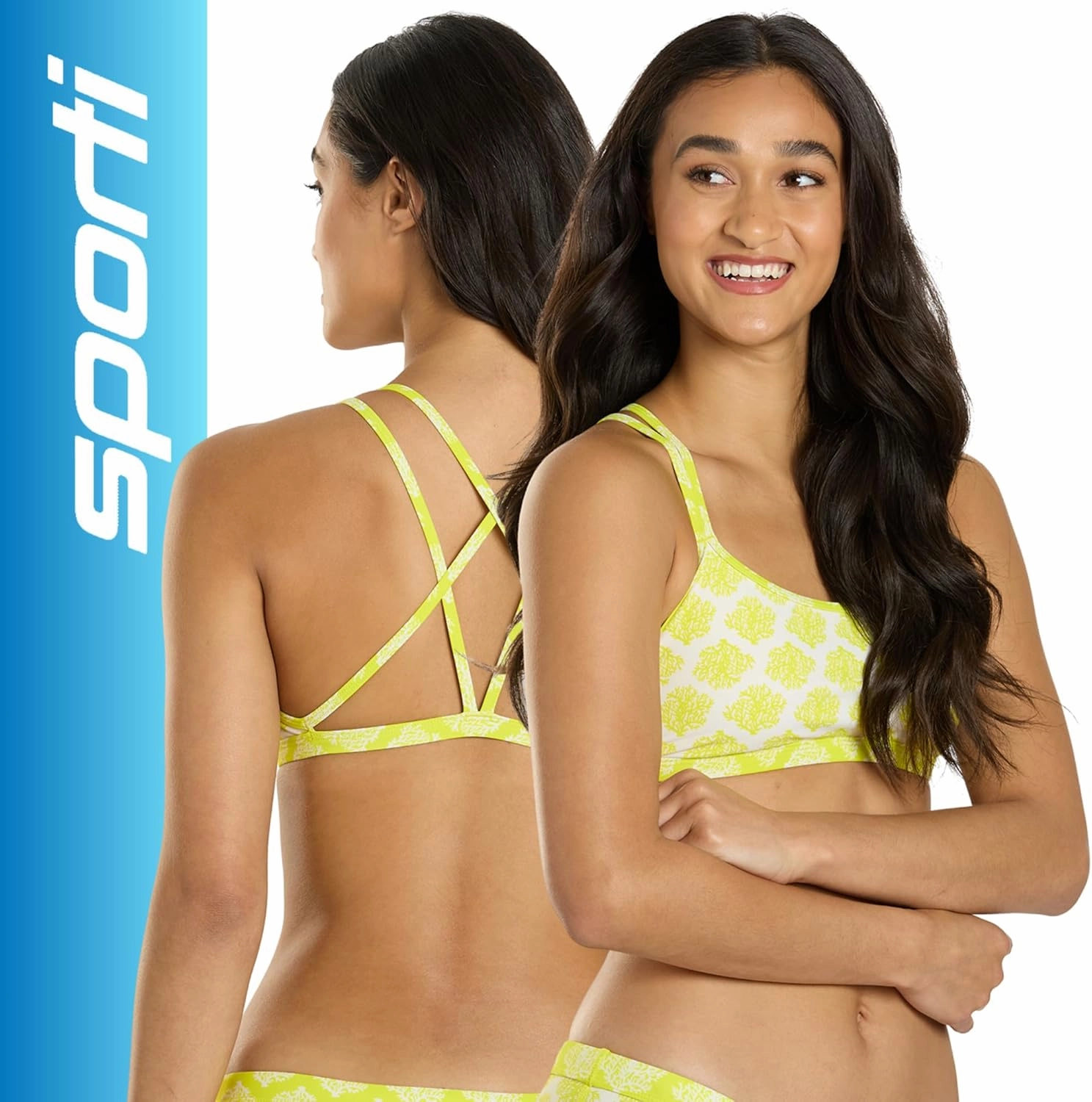 Sporti Swimsuits Bikini Tops for Women, Double Cross & Round Neckline, Swim Top Bathing Suits, Women Bralette Swim Top
