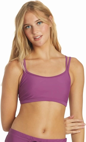 Sporti Swimsuits Bikini Tops for Women, Double Cross & Round Neckline, Swim Top Bathing Suits, Women Bralette Swim Top