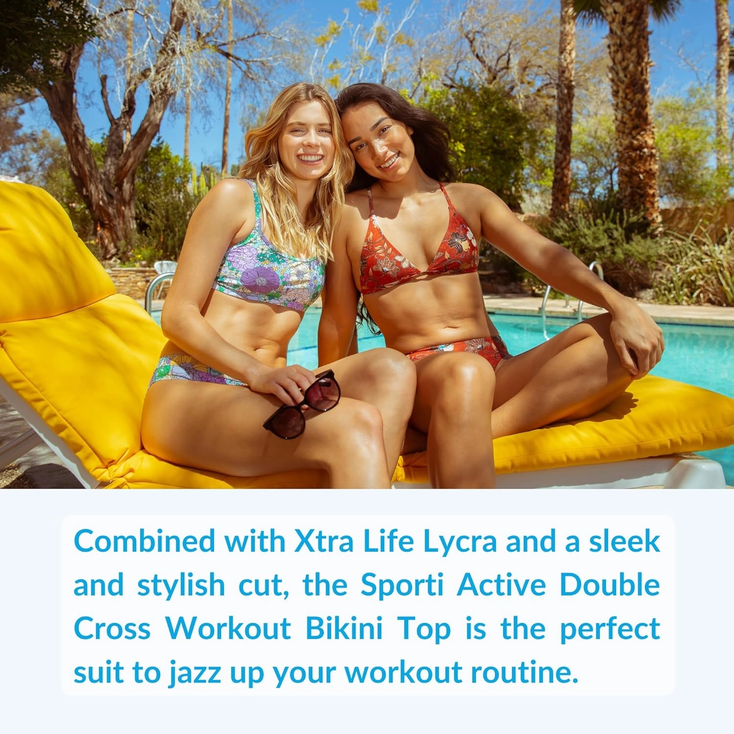 Sporti Swimsuits Bikini Tops for Women, Double Cross & Round Neckline, Swim Top Bathing Suits, Women Bralette Swim Top