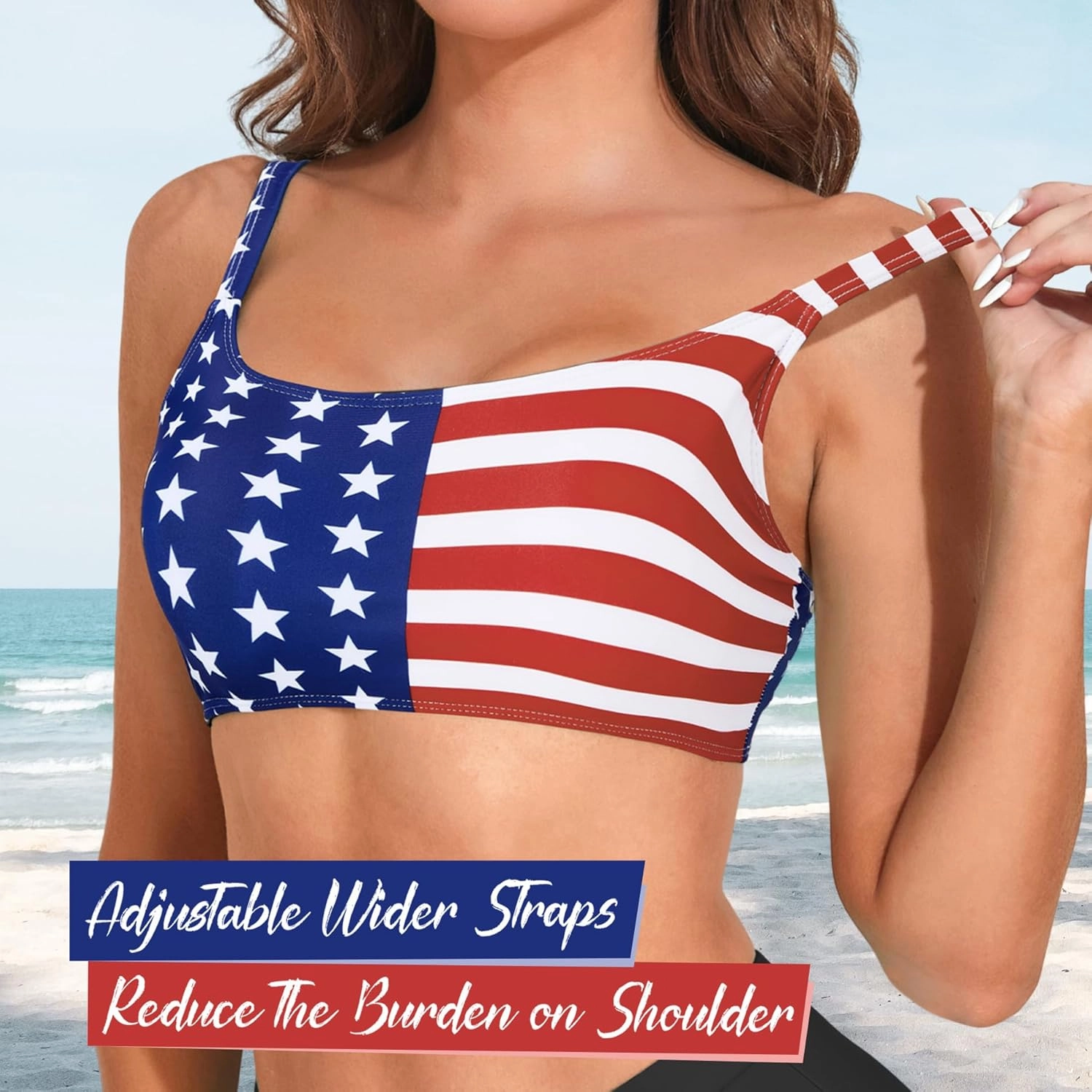 Sports Swim Bra Bikini Tops for Women Classic Bathing Suits Top with Padded Crop Swimsuit