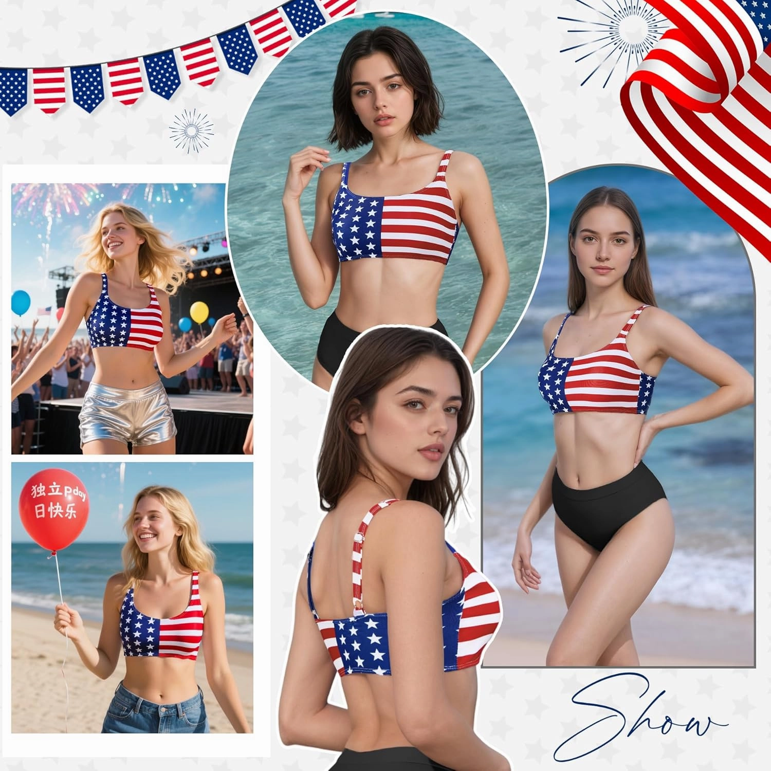 Sports Swim Bra Bikini Tops for Women Classic Bathing Suits Top with Padded Crop Swimsuit