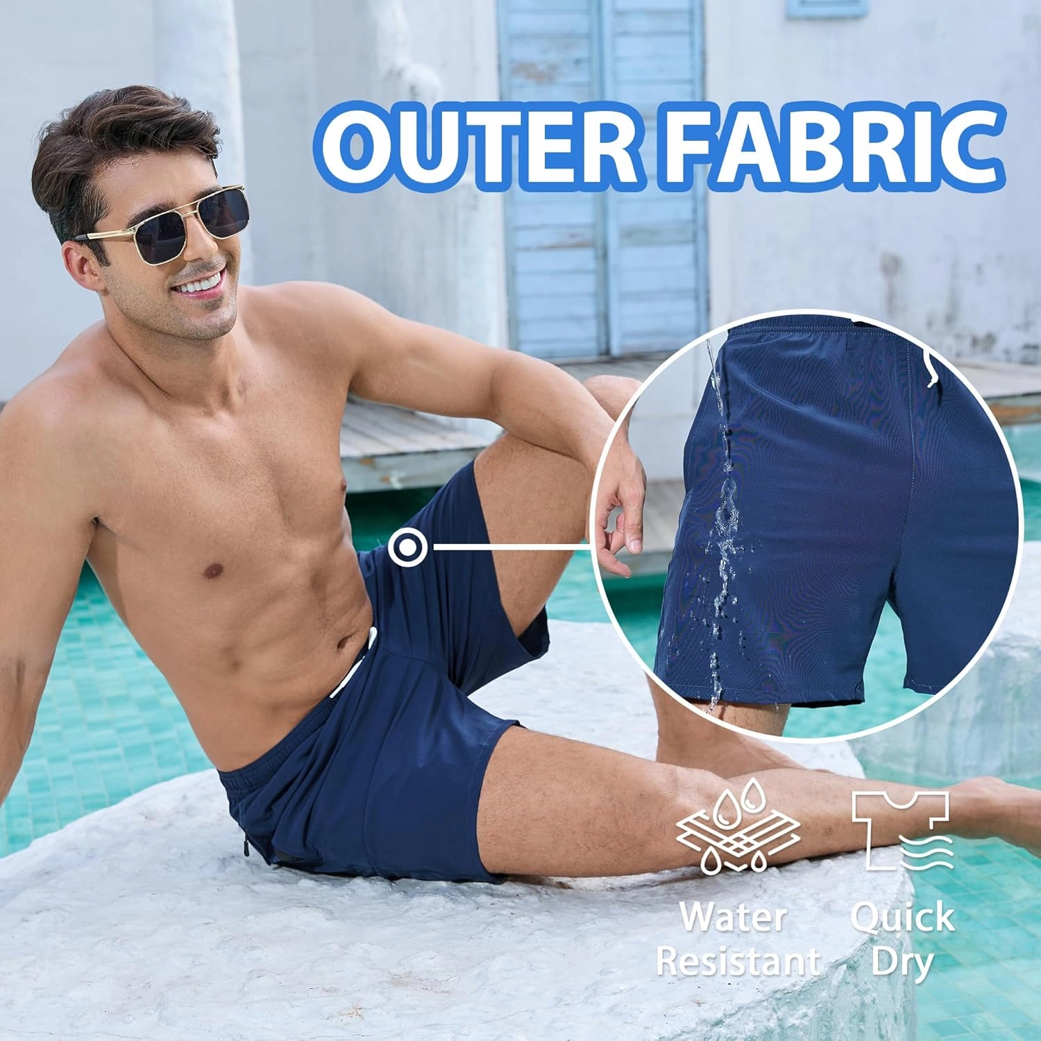 Srnede Mens Swim Trunks Swim Shorts Board Shorts Quick Dry Beach Shorts Swimwear Bathing Suits with Compression Line
