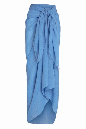St. Tropez Sarong - Azure Crinkle Linen